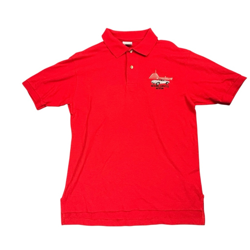 Vintage National Corvette Museum Polo Shirt Men’s M Red Made USA Sting Ray Car